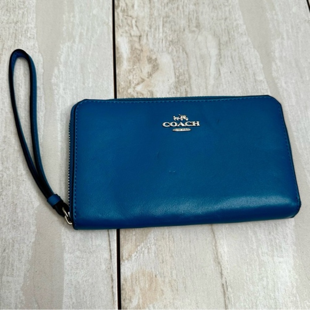 Coach Vibrant Blue Leather Wristlet Wallet Purse Y2K Multifunction Gift